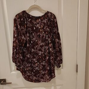 Fun 2 Fun Maroon Floral Blouse